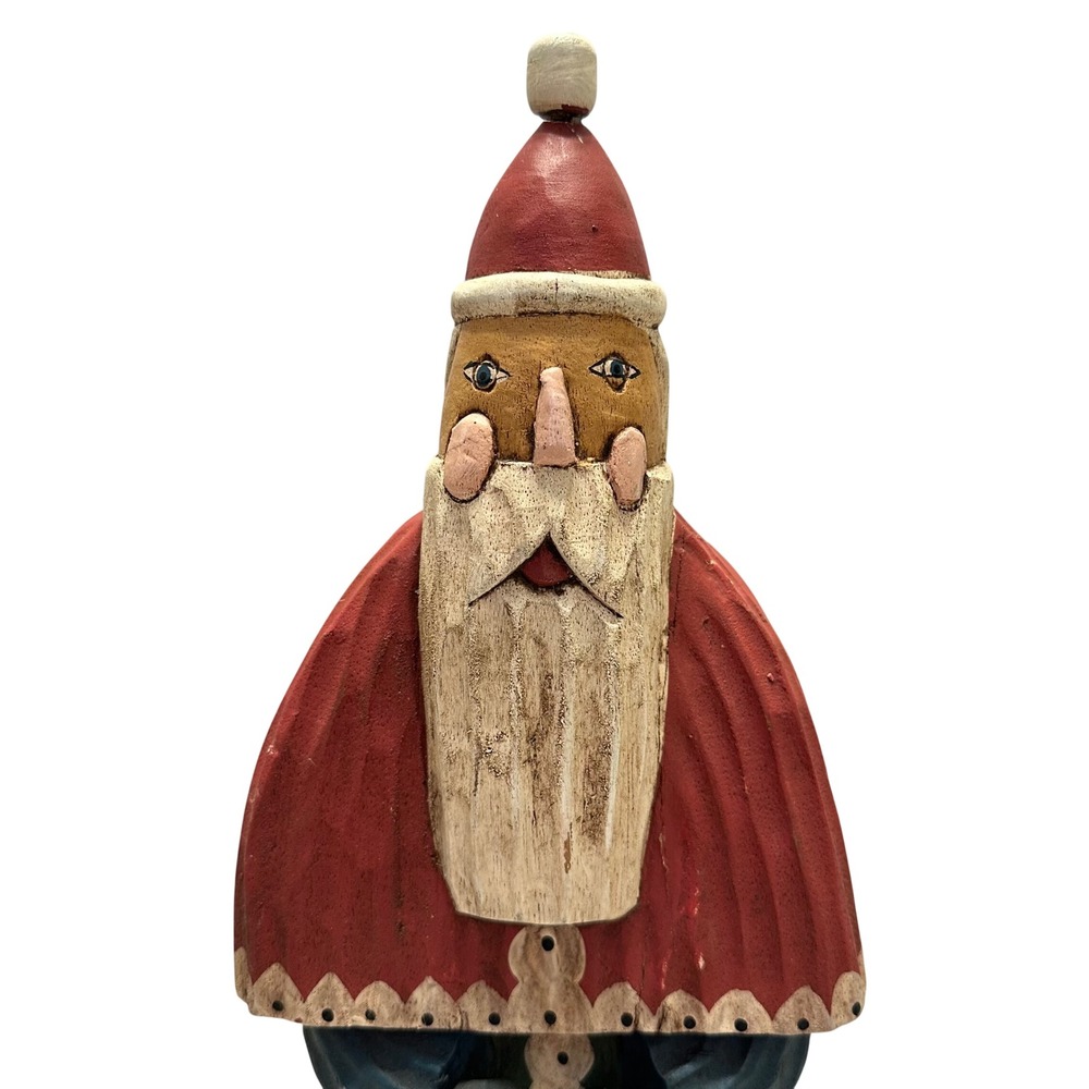 Hand Carved Wooden Santa Claus Figurine Primitive Folk Art Christmas Decor 21"